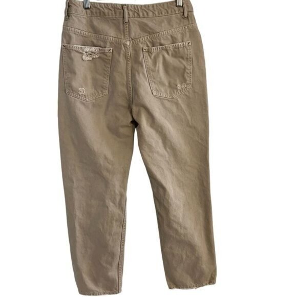 Free People We The Free Jeans Womens Size 30 High Rise Tapered Khaki Distressed - Picture 2 of 12